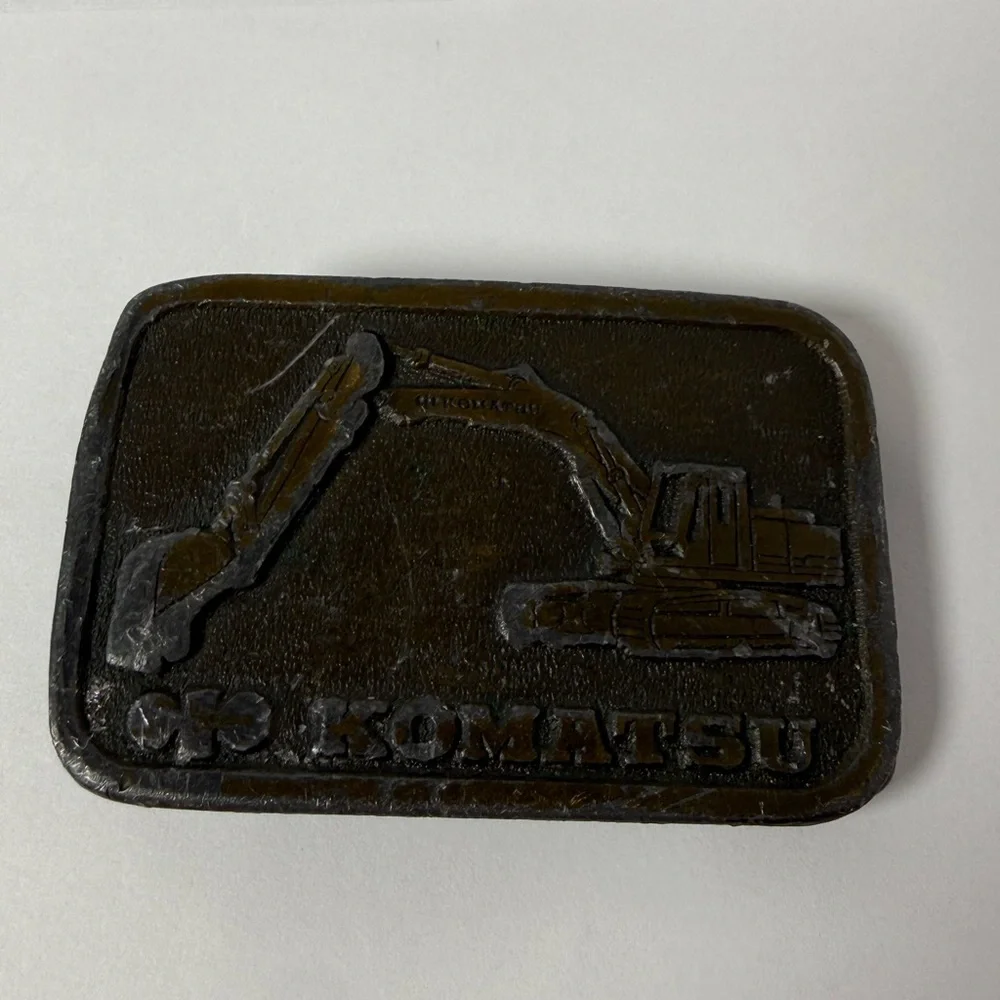 Vintage KOMATSU Construction Heavy Equipment Machinery Belt Buckle Excavator USA
